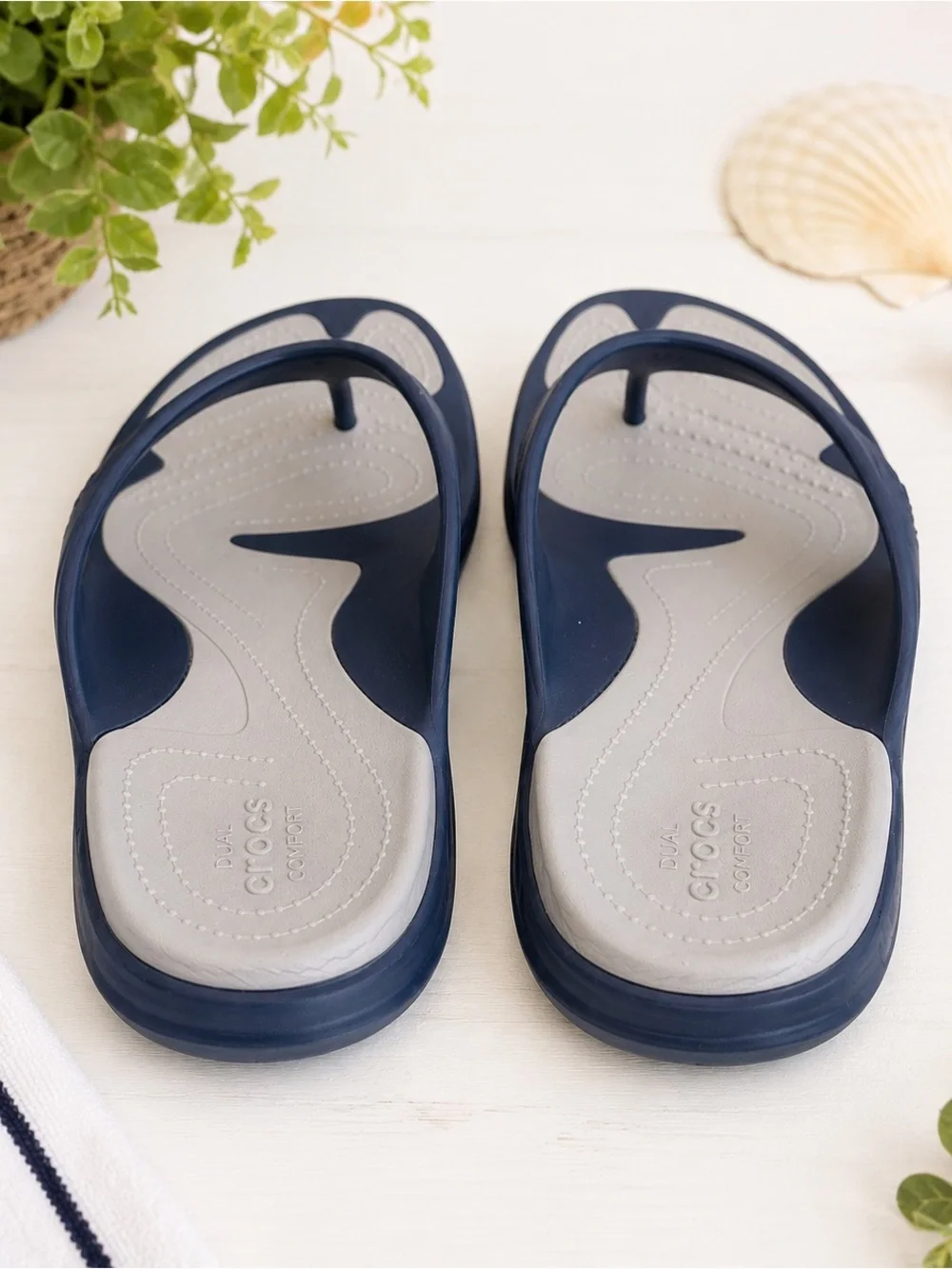Crocs Modi Sport Flip Flop Mens Size 15 Navy Blue Grey Sandals